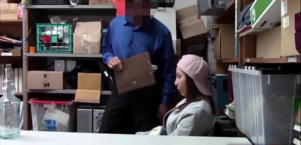  Teenie shoplifter fucking with security for her release